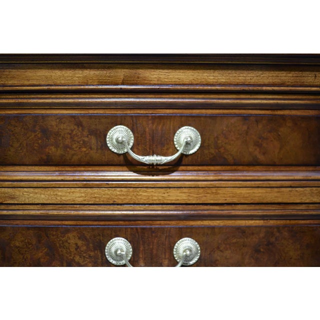 Mid Century French Regency Burled Walnut 9-Drawer Dresser With Brass Hardware by Karges Indiana For Sale - Image 12 of 14