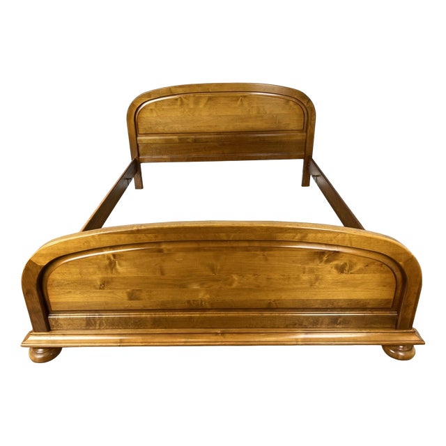 Vintage French King Size Bed Frame with Carved Headboard For Sale