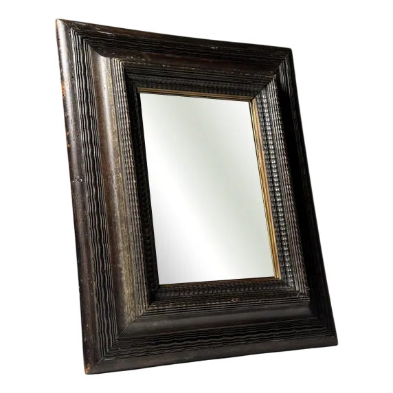 Mirror in Brown Ribbed Frame For Sale