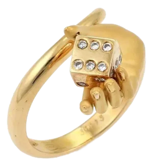 Carrera Y Carrera Diamonds Dice in Hand 18k Yellow Gold Ring, Size 5.5