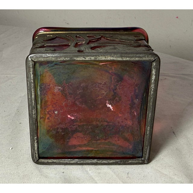 Antique Carl Stolzle Austrian Art Nouveau Red Glass Bronze Writing Inkwell Jar For Sale - Image 17 of 18