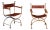 Italian Near-Pair Savonarola Chairs With Brown Leather For Sale