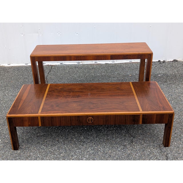 Mid Century Wall Console Walnut Table by Lane For Sale - Image 13 of 14