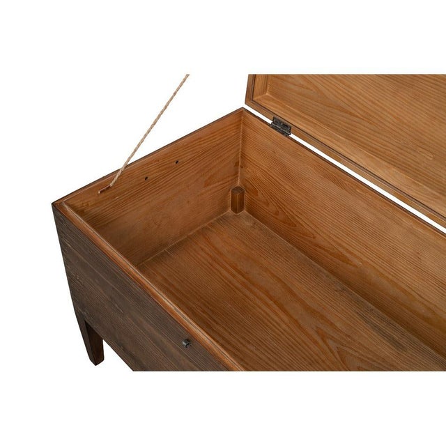 Wood Swedish-Style Trunk Side Table in Antiqued Cream For Sale - Image 7 of 11