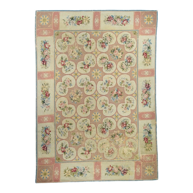 Antique Needle Point Rug 6'0" X 9'0" For Sale