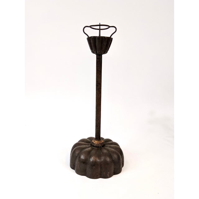 1960s 1960s Chrysanthemum Candlestick Holder in Copper For Sale - Image 5 of 5