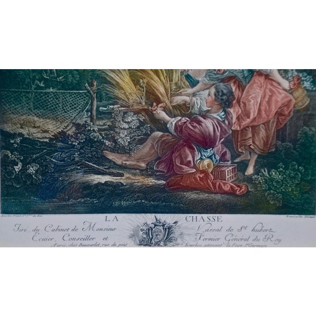 rPair of Hand-Colored Romantic French Engravings After Francois Boucher For Sale - Image 4 of 12