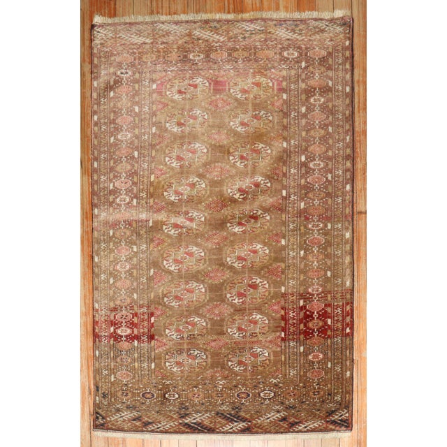 Textile Antique Zabihi Collection Tribal Turkeman Rug For Sale - Image 7 of 9