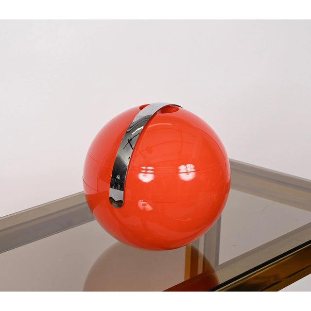 Mid-Century Italian Orange Plastic Ball-Shaped Ice Bucket from Guzzini, 1970s For Sale - Image 11 of 18