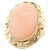 Vintage Italian 14K Gold Angel Skin Coral Cabochon Ring, Size 5.75 For Sale