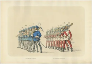 Heinrich Jenny, Parade of Honor Freiburg Crossbowmen and Strasbourg Riflemen in Formation, 1855, Paper