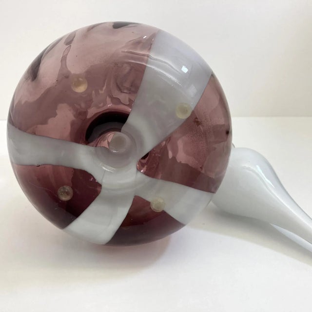 Glass Vintage All Rose Murano, Amethyst and White Decanter For Sale - Image 7 of 9