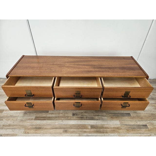 Vintage Walnut Chest of Drawers with Iron and Brass Details, 1960 For Sale - Image 12 of 18