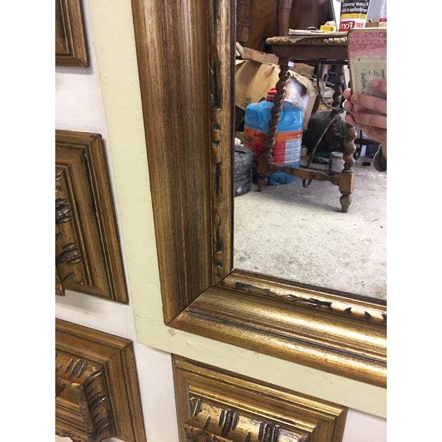 Large 1930s Gilded and White Cream Mirror For Sale - Image 4 of 5