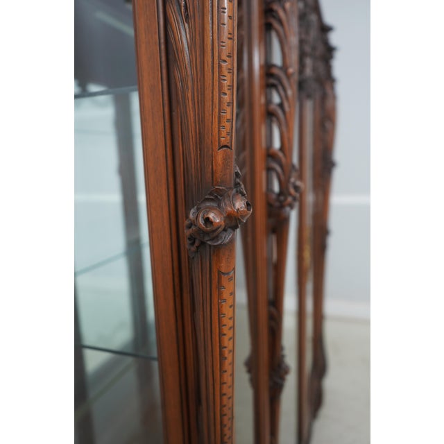 French Rococo Carved Walnut Curio Display Cabinet Vitrine For Sale - Image 17 of 18