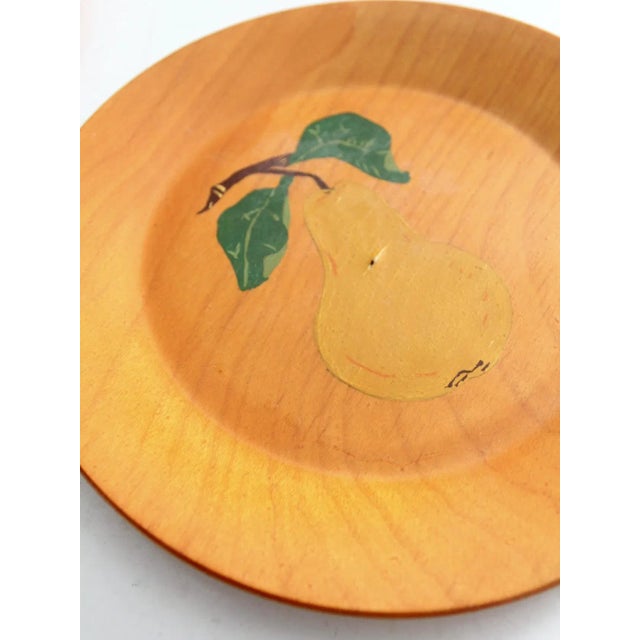 Late 20th Century Vintage Hand-Painted Wooden Plate Pair For Sale - Image 5 of 8