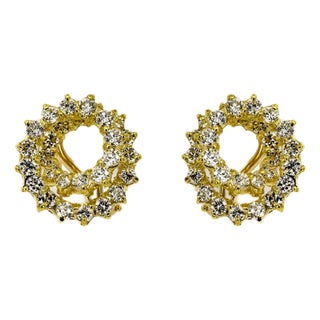 Late 20th Century Pair of 18k Diamond Swirl Earrings For Sale
