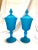 Mid 20th Century Vintage Mid 20th Century Diamond Point Satin Blue Footed Vases - a Pair For Sale - Image 5 of 5
