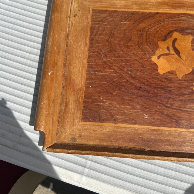 1970s Lightweight Wooden Tray With Floral Accents For Sale - Image 4 of 9