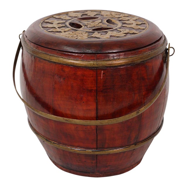 Chinese Antique Wooden Carved Rice Grain Bucket Chairish