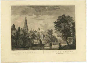 P. Van Liender, Oudekerk Church in Amsterdam, 1760, Paper