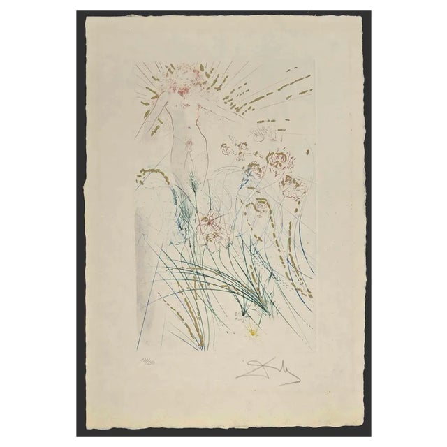 Salvador Dalì, The Beloved Feeds Between the Lilies, Etching, 1971 For Sale
