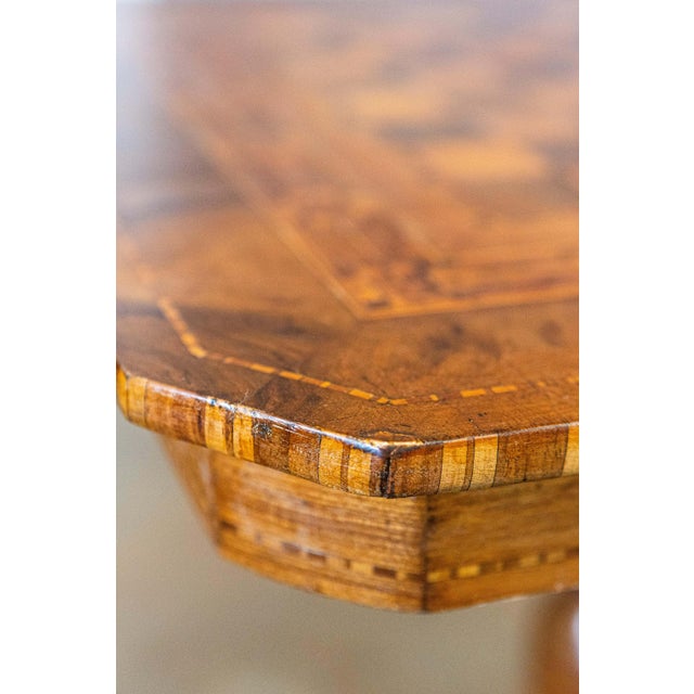 Italian 19th Century Walnut, Mahogany and Ash Game Side Table with Marquetry Top For Sale - Image 4 of 12