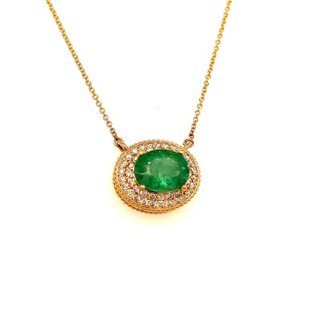 Natural Emerald Diamond Necklace 14k Gold 6.29 Tcw Certified For Sale - Image 11 of 12