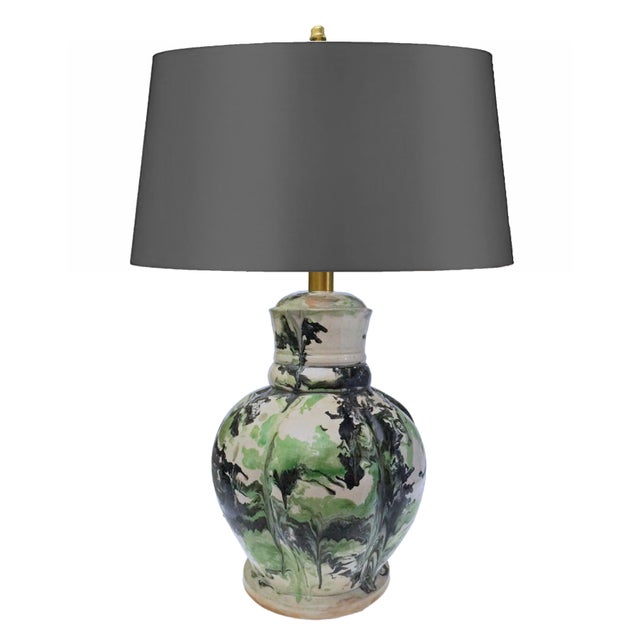 Ceramic Mid-Century Modern Vintage Italian Marbleized Terracotta Table Lamp Signed For Sale - Image 7 of 11