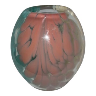 Vintage Hand Blown Art Glass Multi Color Monte Dunlavy Signed Vase For Sale