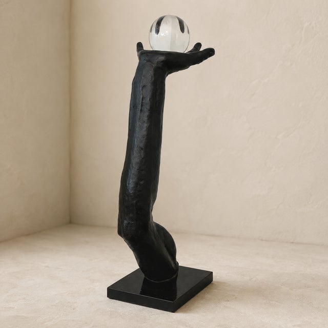 1990s Arm & Hand Sculpture Male Anatomic Statue Black Iron Postmodern Metal Art 27" For Sale - Image 9 of 17