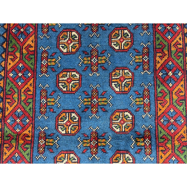Extra-Long Teal Blue Tribal Wool Runner Rug With Geometric Medallions, 2'8" X 16' For Sale - Image 6 of 14