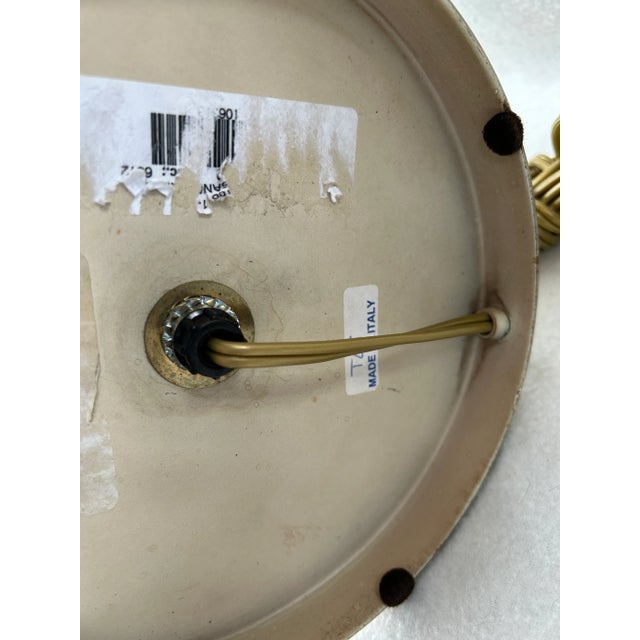 Vintage Italian Painted Tole Metal Urn Shaped Neoclassic Lute Horn Grape Leaves Table Lamps - a Pair For Sale - Image 9 of 10