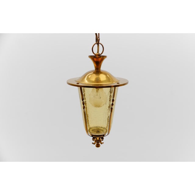 Mid-Century Modern Ceiling Lamp in Copper with Brass and Glass, 1950s For Sale - Image 4 of 10