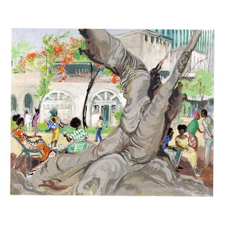 Ivy T. Attwell, Watching the World Go By, 1950s, Gouache For Sale