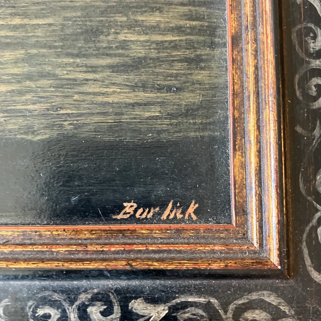 Original 8 x 8 painting on illustration board signed lower right ( believed to be by Charles Burdick) overall size with...