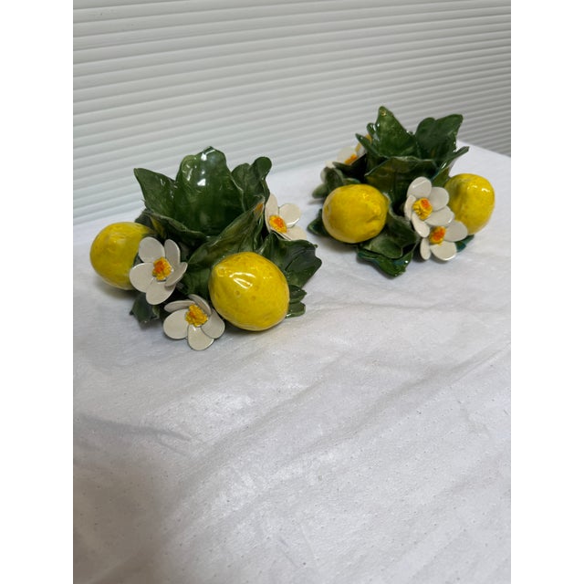 Neoclassical Capodimonte Lemon Candles Holders, Set of Two For Sale - Image 3 of 12