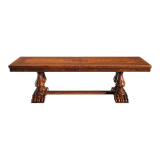 Italian Walnut Extension Trestle Dining Table For Sale