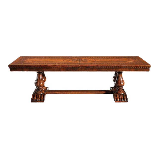 Italian Walnut Extension Trestle Dining Table For Sale