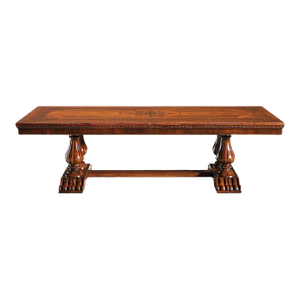 Italian Walnut Extension Trestle Dining Table