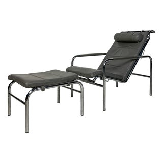 Set of Vintage Italian Genni Lounge Chair with Ottoman by Gabriele Mucchi for Zanotta, 1980s For Sale