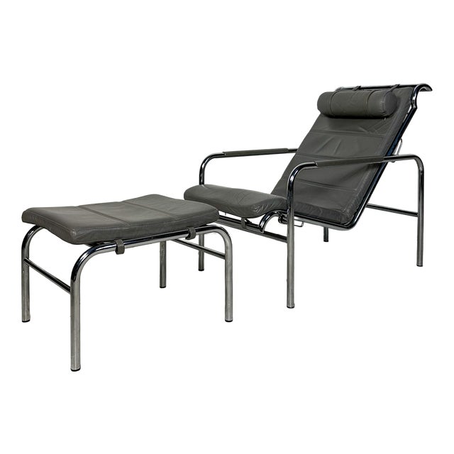 Set of Vintage Italian Genni Lounge Chair with Ottoman by Gabriele Mucchi for Zanotta, 1980s For Sale