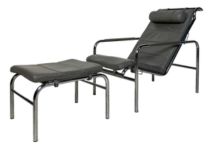 Set of Vintage Italian Genni Lounge Chair with Ottoman by Gabriele Mucchi for Zanotta, 1980s