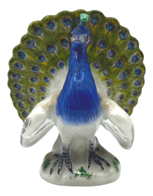 Peacock Model with Blue Crossed Swords from Meissen Porcelain, 1890s