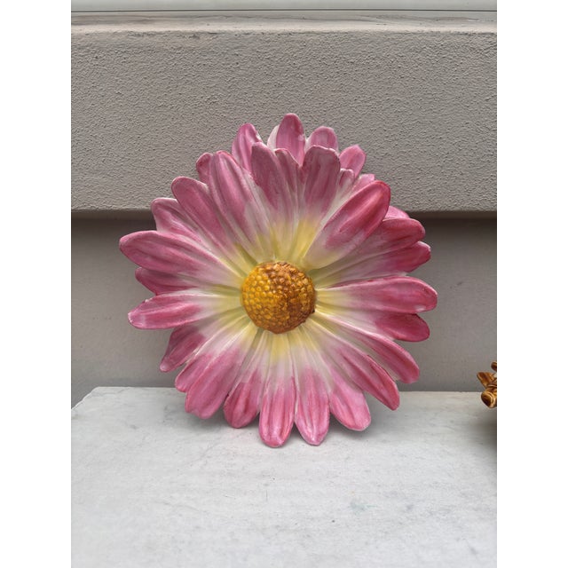 Art Nouveau Large Majolica Pink Daisy Wall Pocket Delphin Massier, Circa 1890 For Sale - Image 3 of 6
