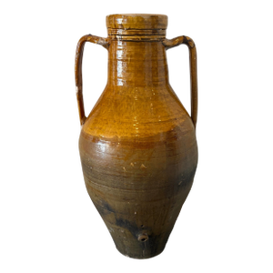 19th C. Italian Ochre Terracotta Olive Oil Jar #1 - 38”h