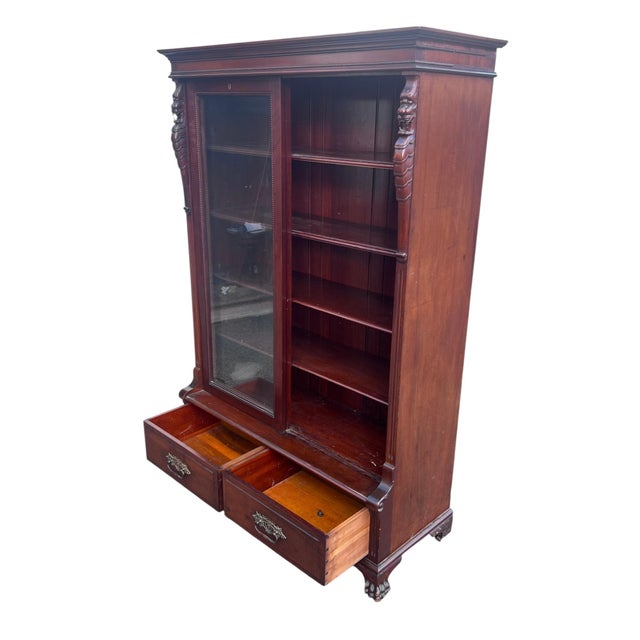 Lion Bookcase Antique Mahogany For Sale In New York - Image 6 of 18