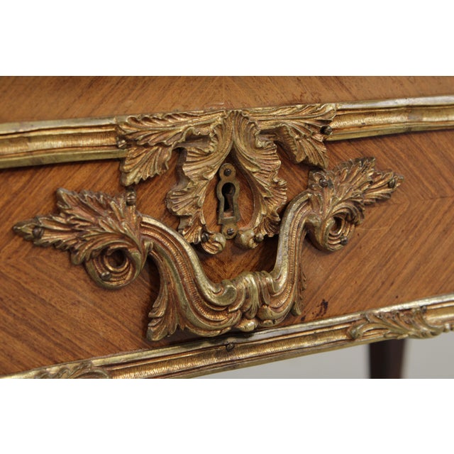 Animal Skin Vintage Louis XV Bureau Plat Writing Desk W. Leather Top For Sale - Image 7 of 18