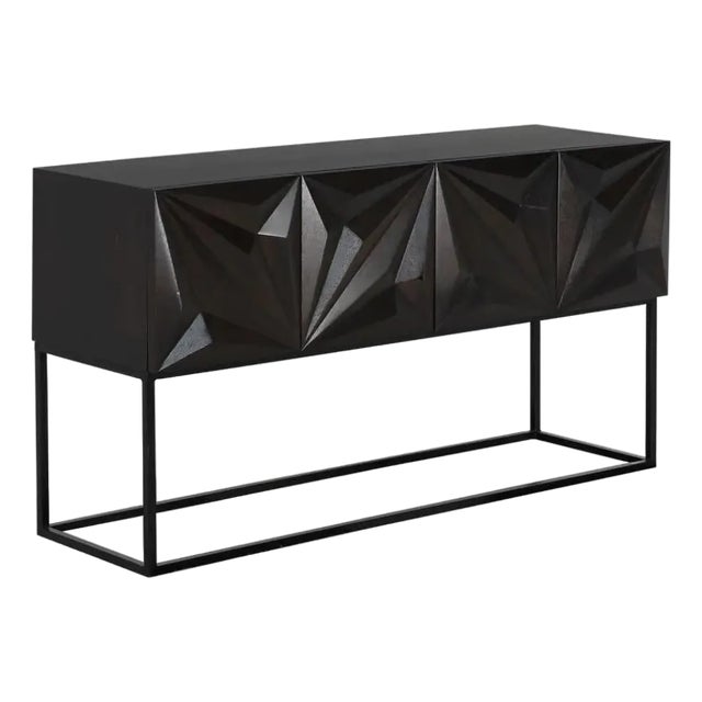 Zurich Console, Ebony Walnut with Iron For Sale