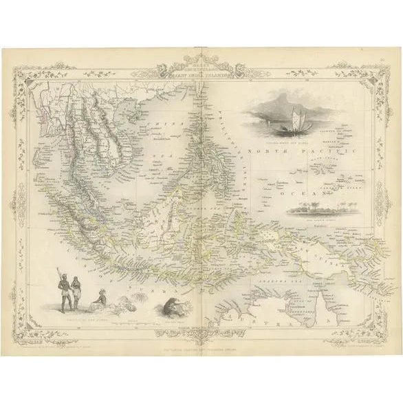 Paper Antique Map of the Malay Archipelago, 1851 For Sale - Image 7 of 7